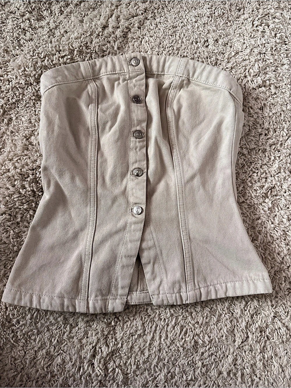 H&M Divided Denim Bustier Tube Top Cream XS